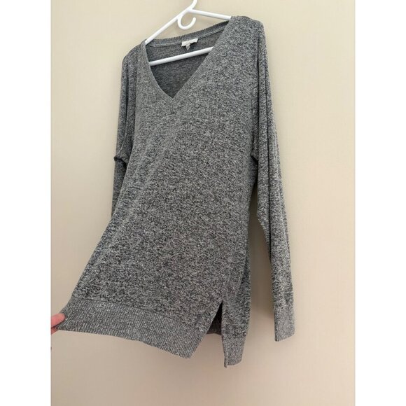 Lucky Brand V-Neck Cloud Knit Tunic Pullover Sweater in Grey Heather Size XL - Picture 7 of 13